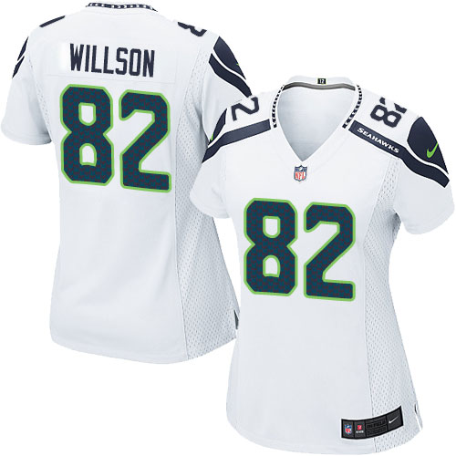 Women's Limited Luke Willson Nike Jersey White Road - #82 NFL Seattle Seahawks